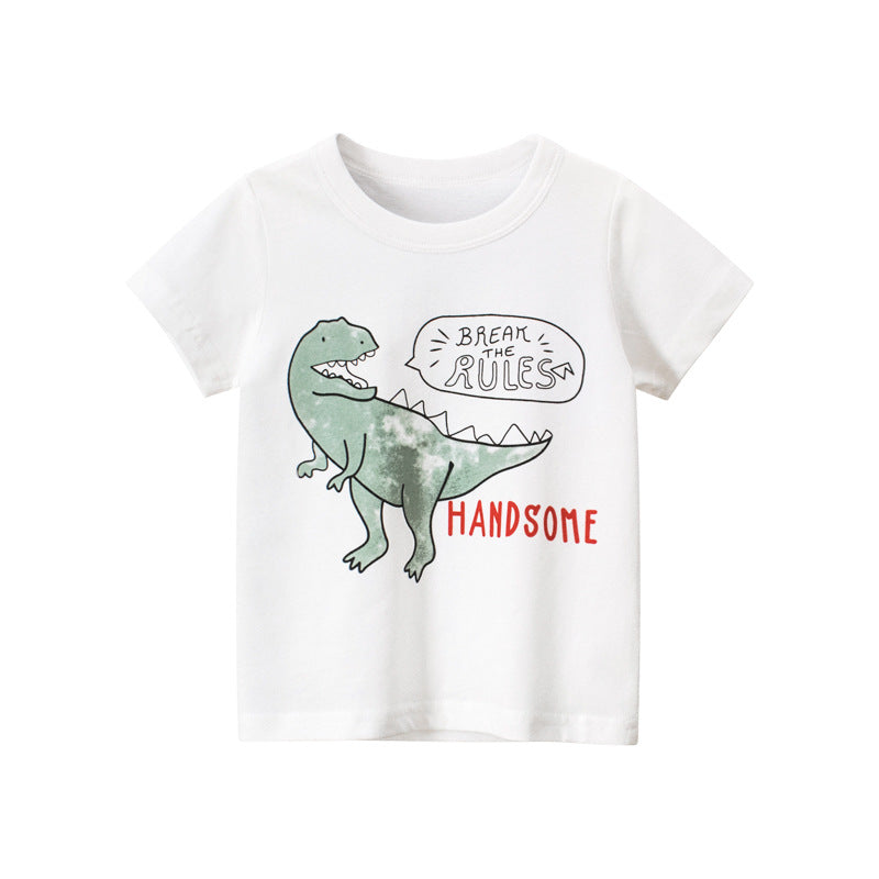 Boys' Cartoon Print Cotton T-Shirt | Soft & Breathable Summer Top
