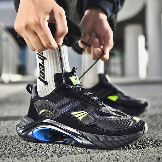 Men's Flying Weave Chunky Trainers – TPU Popcorn Sole Cross-Strap Sports Shoes