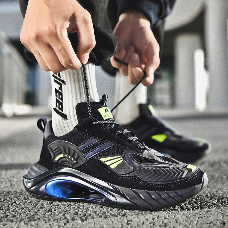 Men's Flying Weave Chunky Trainers – TPU Popcorn Sole Cross-Strap Sports Shoes