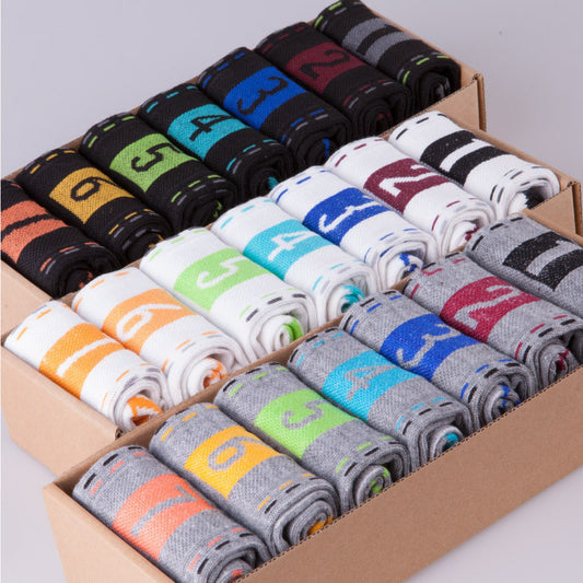 Men's Numbered Day Socks 14-Pair Pack – Polycotton Mid-Tube