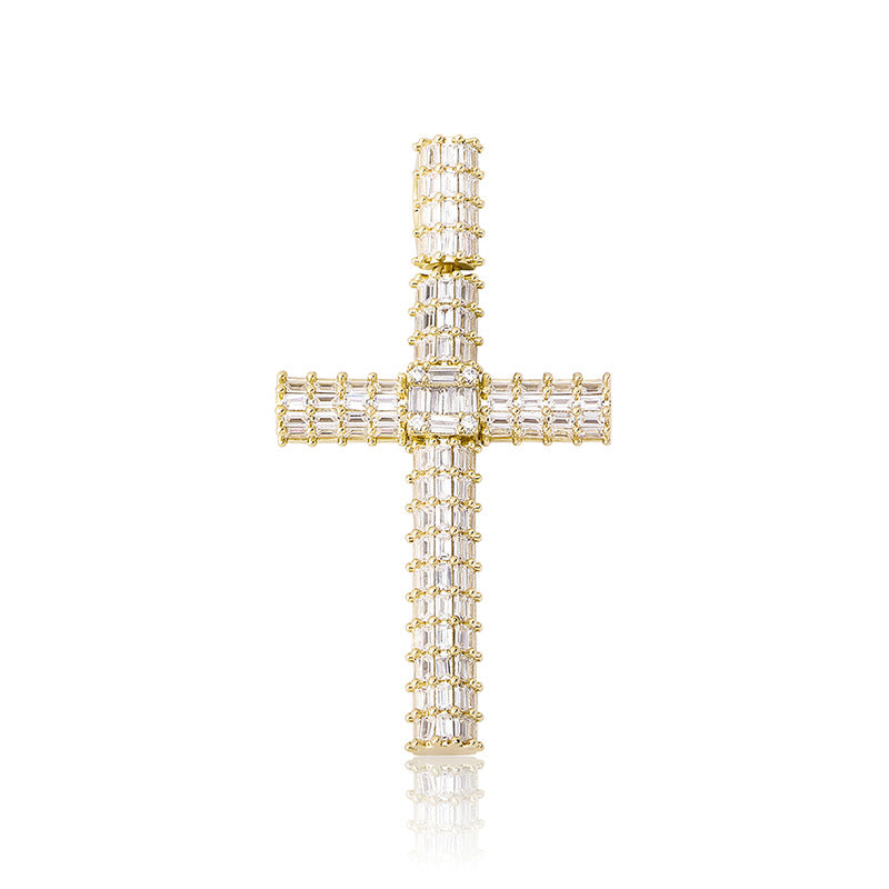 Unisex Iced Out Cross Pendant Necklace – Micro Pavé CZ Hip Hop Charm