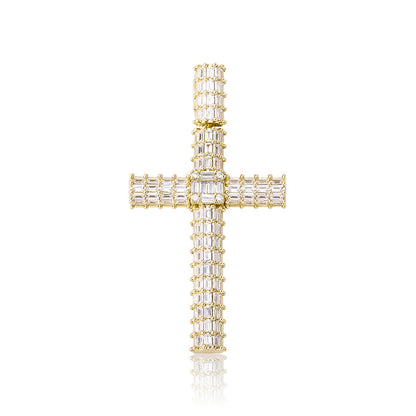 Unisex Iced Out Cross Pendant Necklace – Micro Pavé CZ Hip Hop Charm