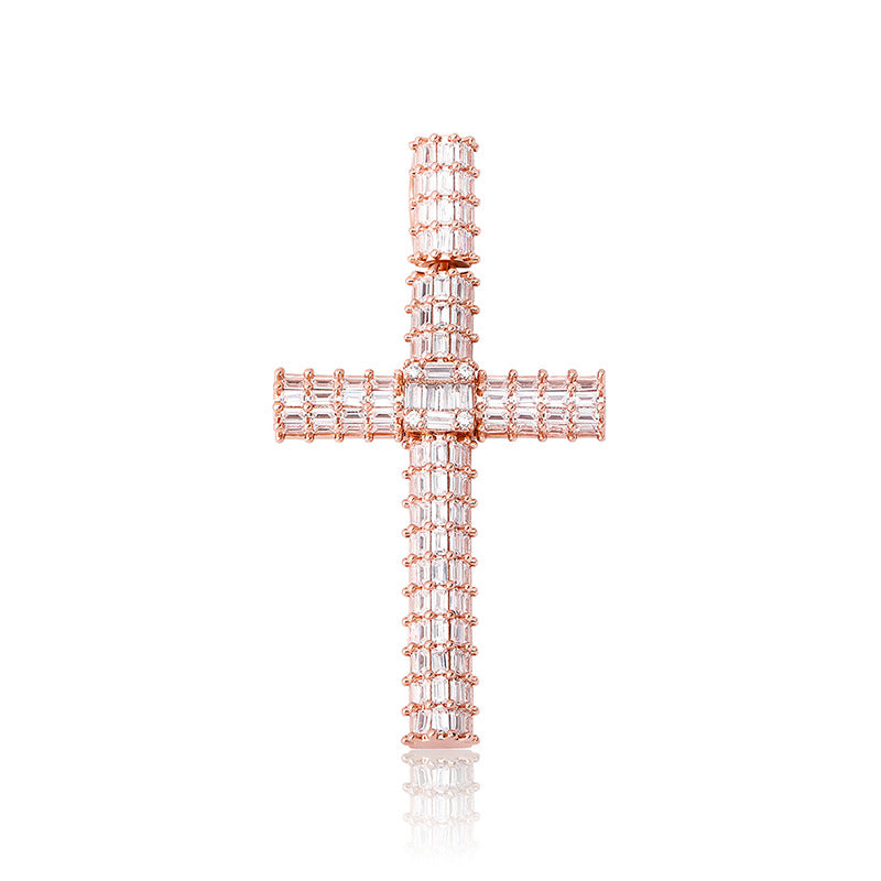 Unisex Iced Out Cross Pendant Necklace – Micro Pavé CZ Hip Hop Charm