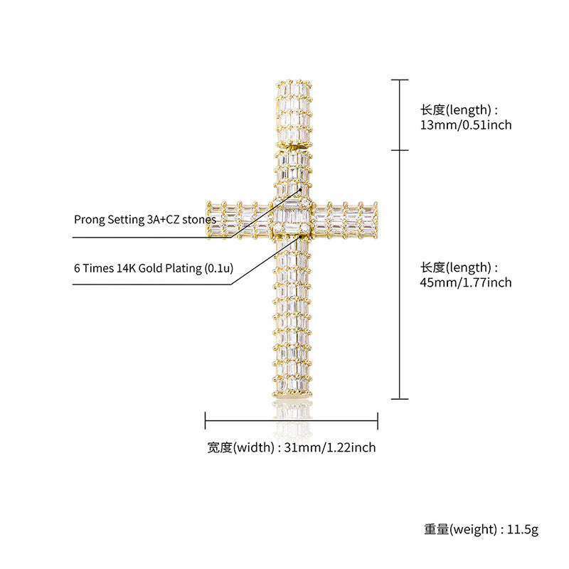 Unisex Iced Out Cross Pendant Necklace – Micro Pavé CZ Hip Hop Charm