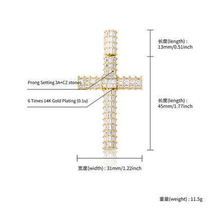 Unisex Iced Out Cross Pendant Necklace – Micro Pavé CZ Hip Hop Charm