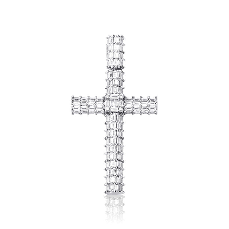 Unisex Iced Out Cross Pendant Necklace – Micro Pavé CZ Hip Hop Charm