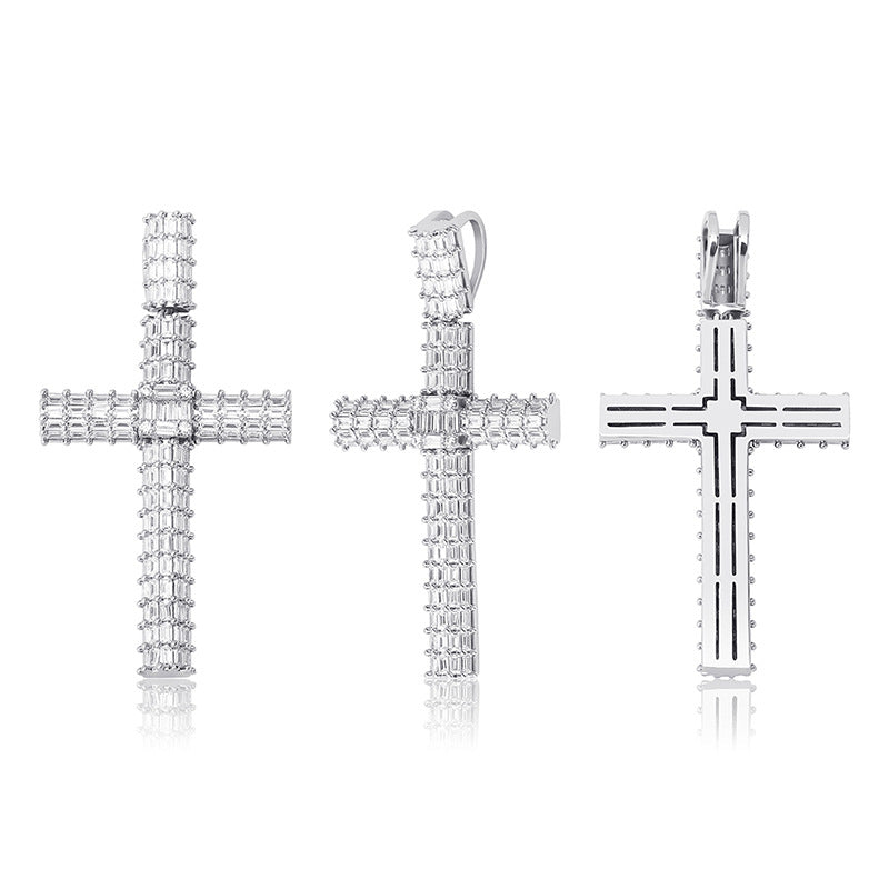 Unisex Iced Out Cross Pendant Necklace – Micro Pavé CZ Hip Hop Charm