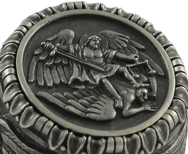 Men's Stainless Steel Saint Michael Archangel Ring – Vintage Templar Biker Band