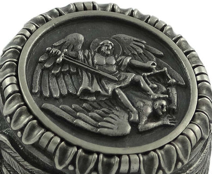 Men's Stainless Steel Saint Michael Archangel Ring – Vintage Templar Biker Band