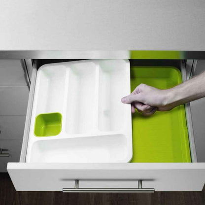 Retractable 2-Layer Kitchen Drawer Organiser – Desktop Plastic Storage Shelf