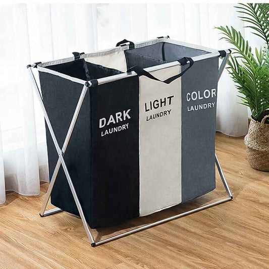 Collapsible Laundry Hamper – Foldable Oxford Cloth Laundry Basket with Compartments