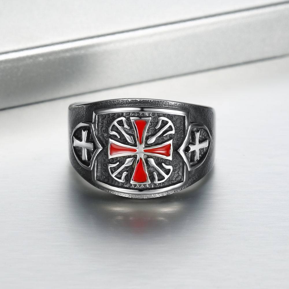 Men's Titanium Steel American Cross Ring – European Style Bold Statement Band