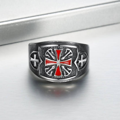 Men's Titanium Steel American Cross Ring – European Style Bold Statement Band