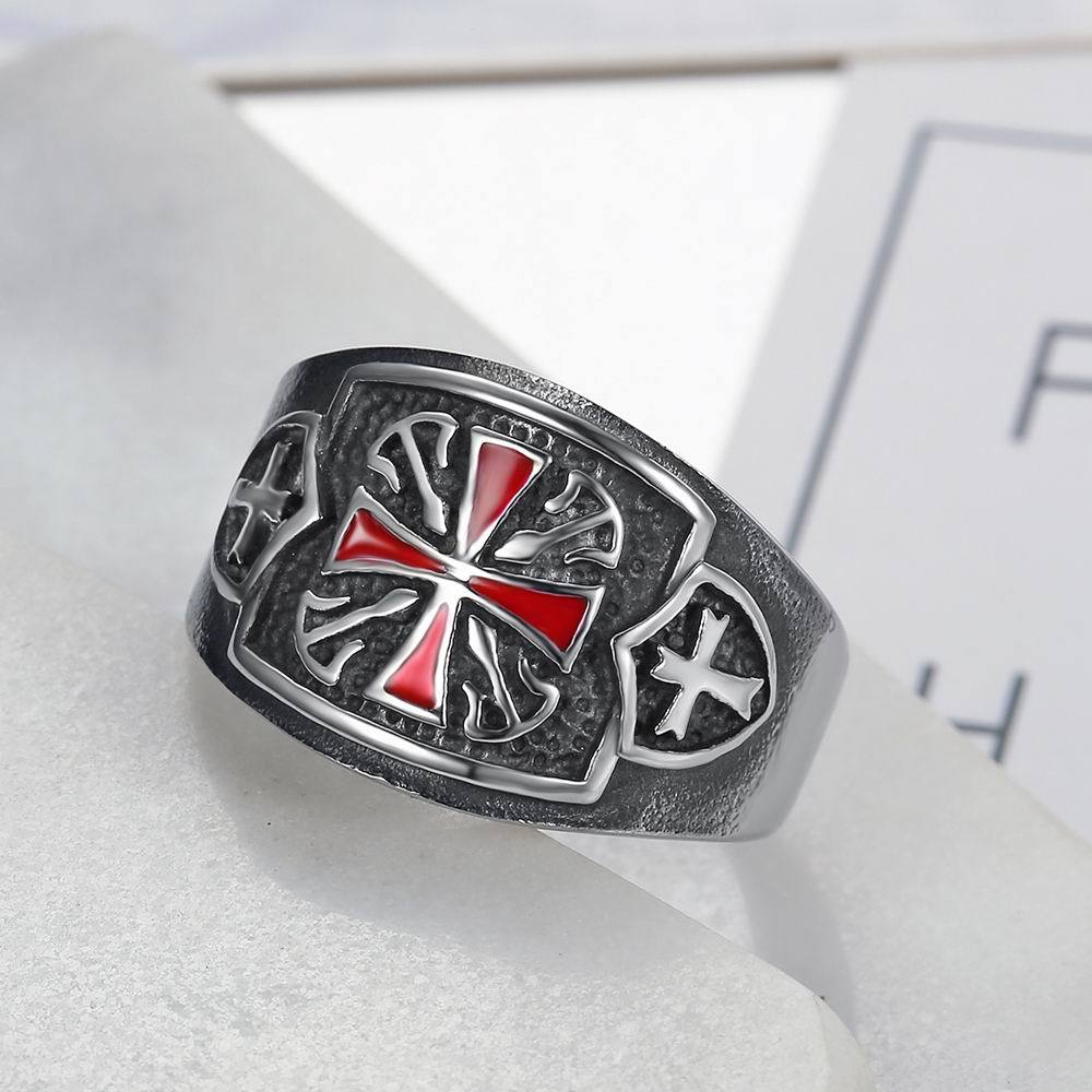 Men's Titanium Steel American Cross Ring – European Style Bold Statement Band