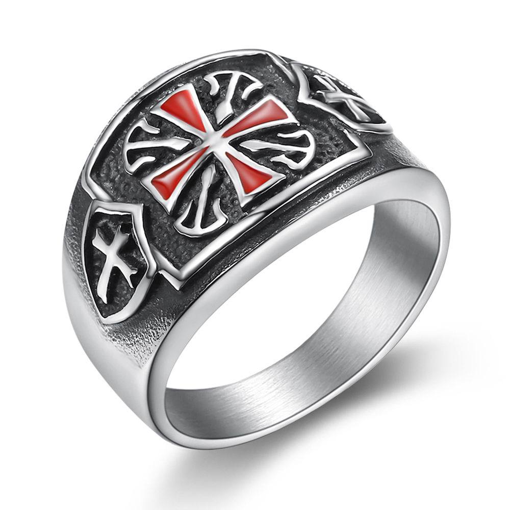 Men's Titanium Steel American Cross Ring – European Style Bold Statement Band