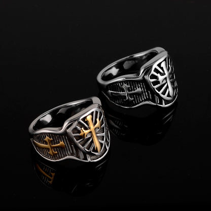 Men's Stainless Steel Crusader Cross Ring – Vintage Templar Band