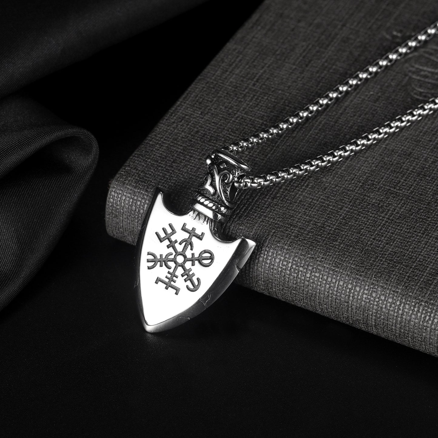 Titanium Steel Shield Pendant Necklace | Men's Geometric