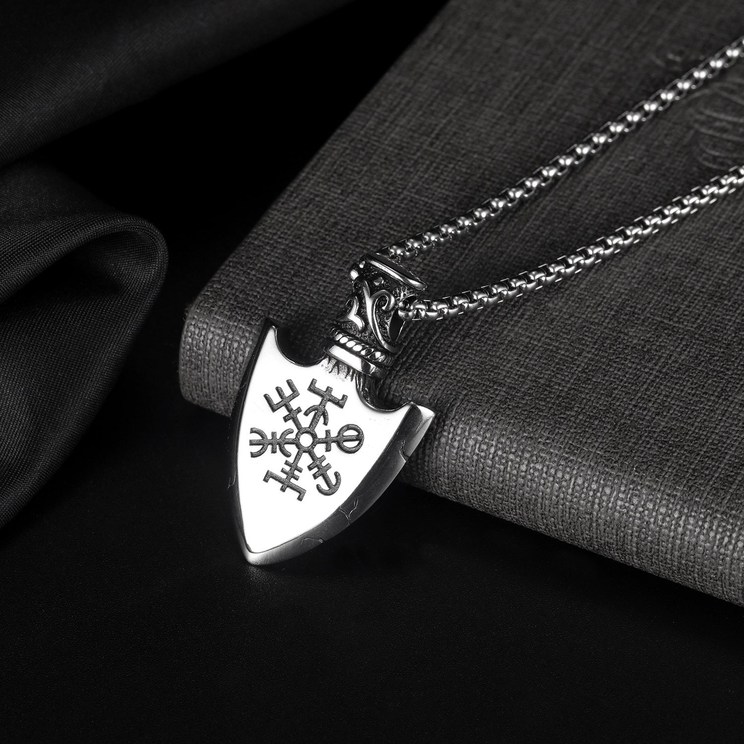 Titanium Steel Shield Pendant Necklace | Men's Geometric