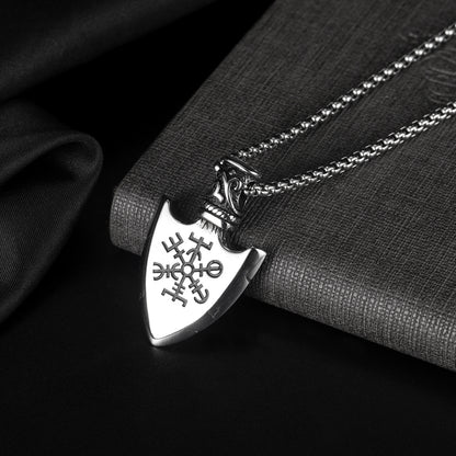 Titanium Steel Shield Pendant Necklace | Men's Geometric