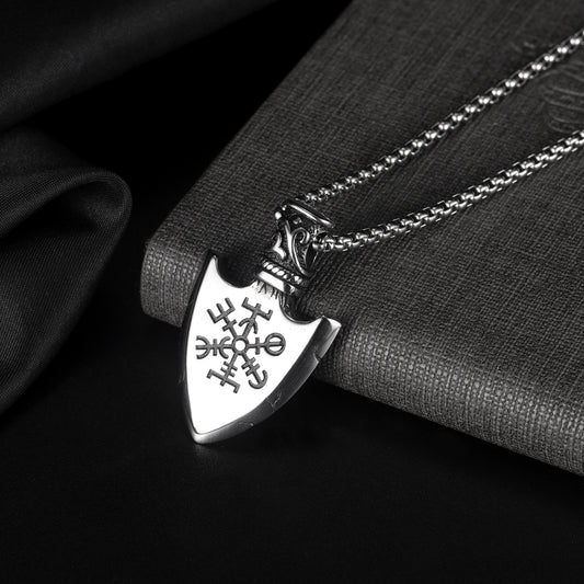 Titanium Steel Shield Pendant Necklace | Men's Geometric
