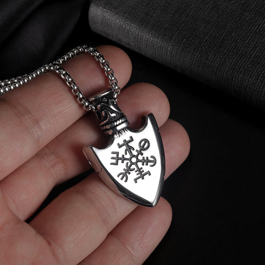 Titanium Steel Shield Pendant Necklace | Men's Geometric