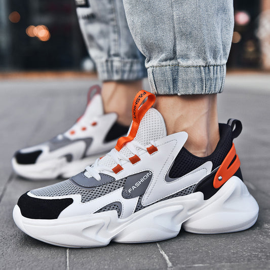 Men's Korean-Style PU Casual Trainers – All-Match Outdoor Sports Shoes