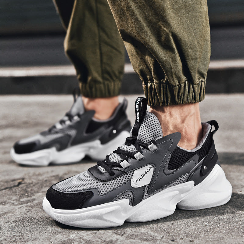 Men's Korean-Style PU Casual Trainers – All-Match Outdoor Sports Shoes