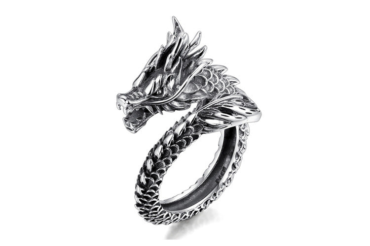 Men's Copper Dragon Ring – Retro Domineering Adjustable Animal Band