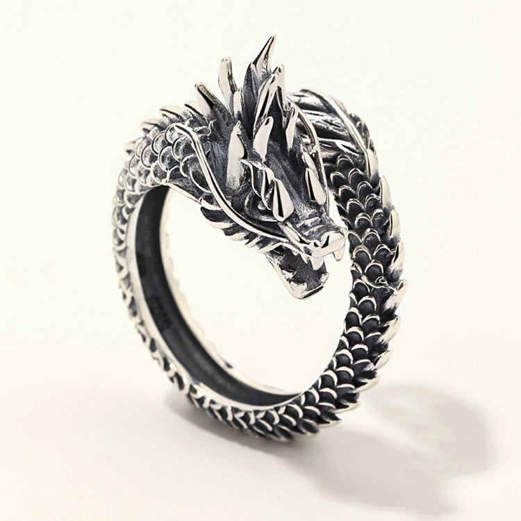 Men's Copper Dragon Ring – Retro Domineering Adjustable Animal Band