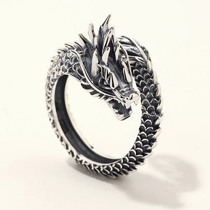 Men's Copper Dragon Ring – Retro Domineering Adjustable Animal Band