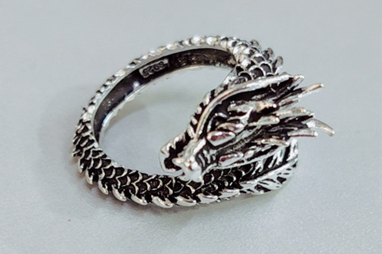 Men's Copper Dragon Ring – Retro Domineering Adjustable Animal Band