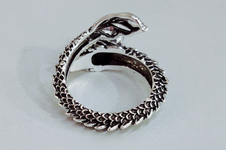 Men's Copper Dragon Ring – Retro Domineering Adjustable Animal Band