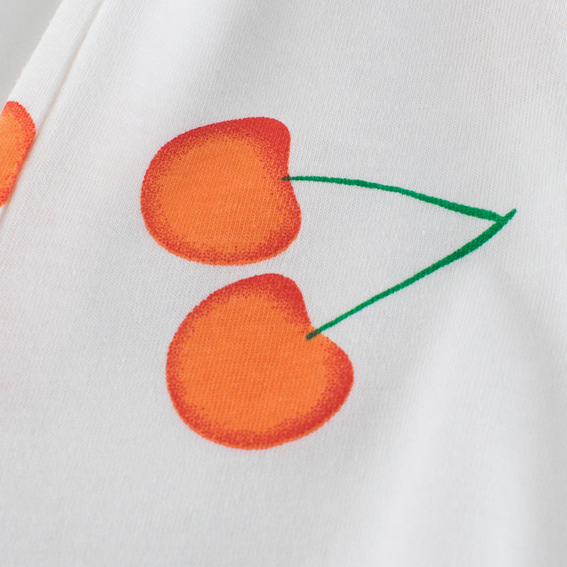 Girls Fruit Print Cotton T-Shirt – Korean Style Summer Top