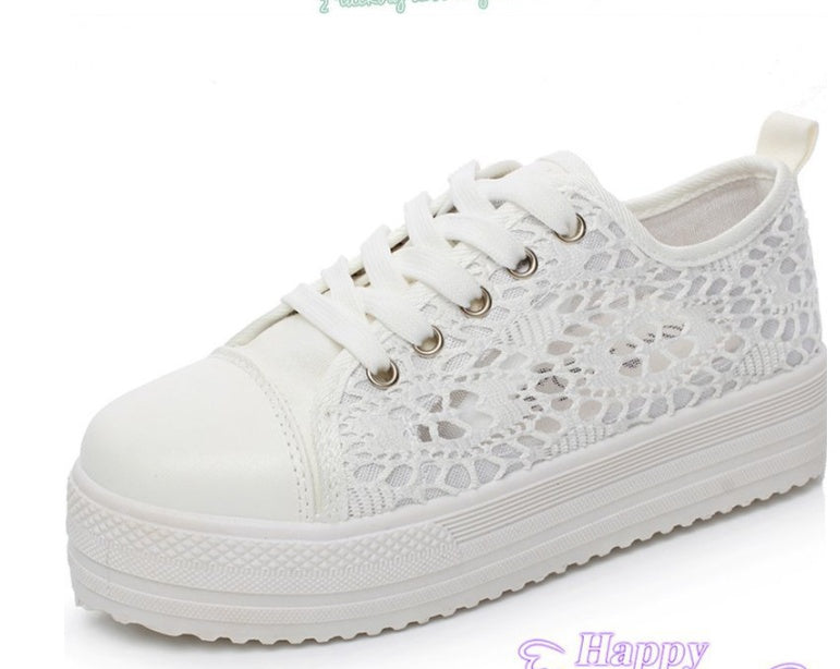 Women's White Canvas Lace-Up Trainers | EU 35–43
