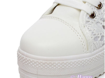 Women's White Canvas Lace-Up Trainers | EU 35–43