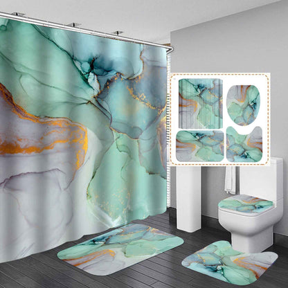 Modern Shower Curtain & Bath Mat Set – Polyester Bathroom Accessories