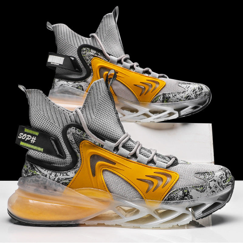 Men's Height-Boosting Blade Sports Trainers – Shock-Absorbing Mesh Running Shoes