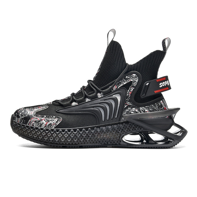 Men's Height-Boosting Blade Sports Trainers – Shock-Absorbing Mesh Running Shoes