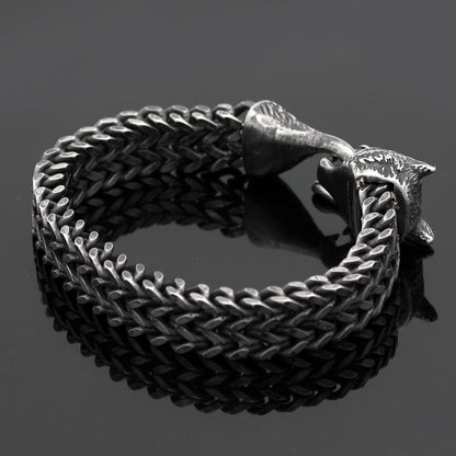 Vintage Wolf Head Cuban Chain Bracelet | Titanium Steel