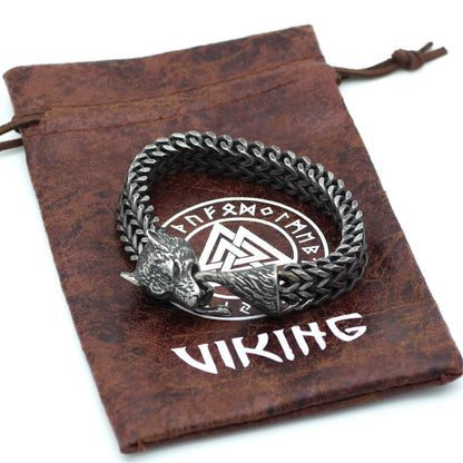 Vintage Wolf Head Cuban Chain Bracelet | Titanium Steel
