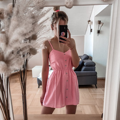 Women's Pure Cotton Cami Dress | Soft Sling Strap Summer Mini
