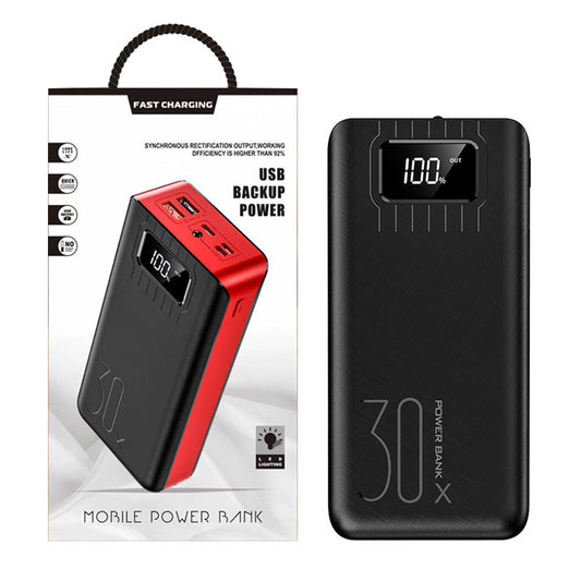 Large Capacity Power Bank with LCD Display & LED Light – 10000mAh, 20000mAh & 30000mAh