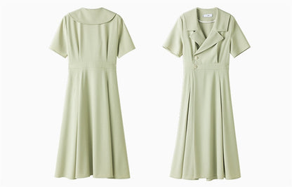 Women's Hepburn-Style High-Waist Long Dress | Elegant Commuter Polyester Maxi Dress