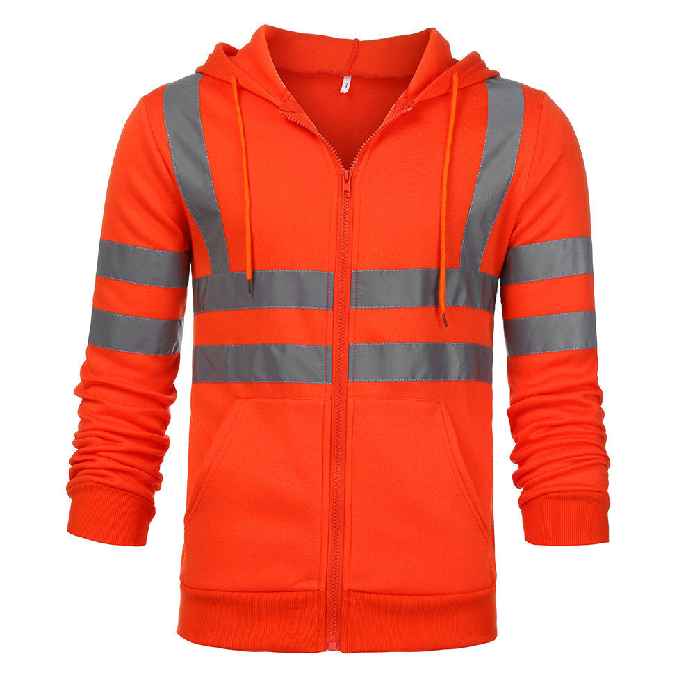 Men's Reflective Workwear Hoodie | Hi-Vis Fleece-Lined Zip-Up