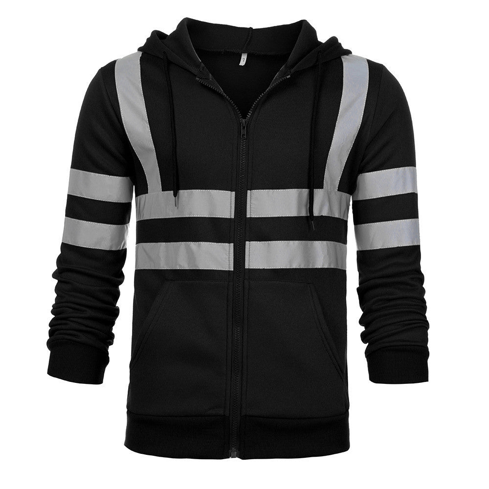 Men's Reflective Workwear Hoodie | Hi-Vis Fleece-Lined Zip-Up