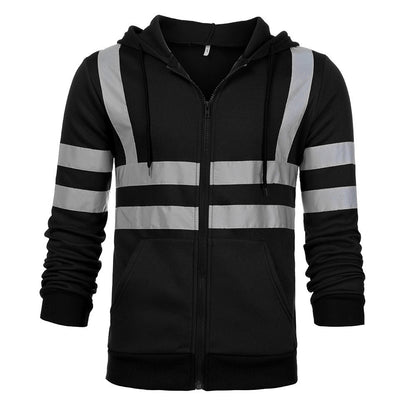 Men's Reflective Workwear Hoodie | Hi-Vis Fleece-Lined Zip-Up