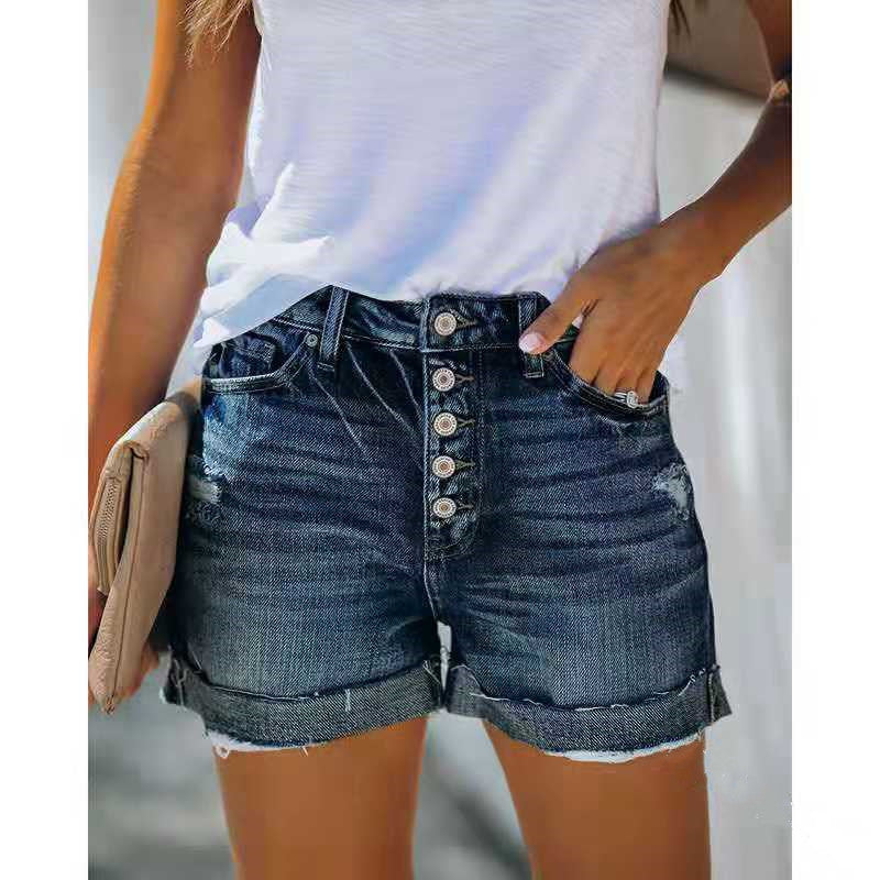 High-Waisted Denim Shorts for Women - Casual Street Style