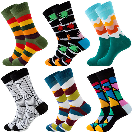 Unisex Striped Jacquard Cotton Socks EU 38-45 – 1, 5 & 10-Pair Packs