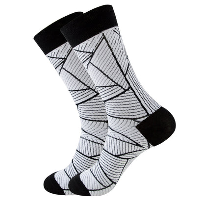 Unisex Striped Jacquard Cotton Socks EU 38-45 – 1, 5 & 10-Pair Packs