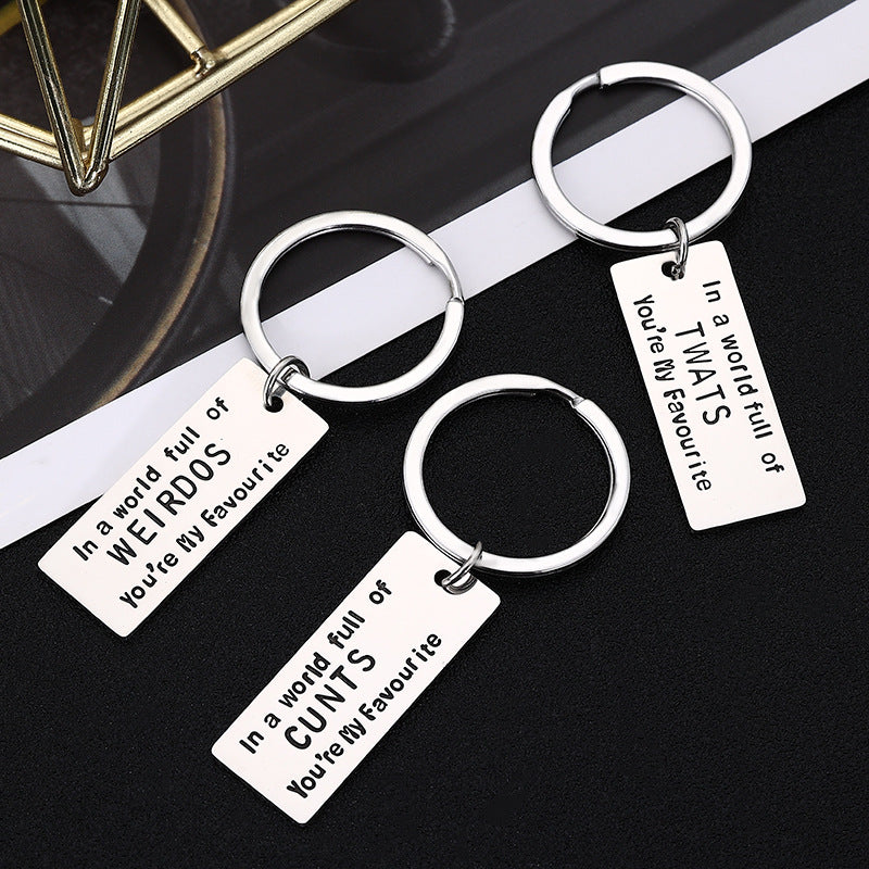 Novelty Slogan Stainless Steel Keyring | Rude Humour Gift | 3 Designs